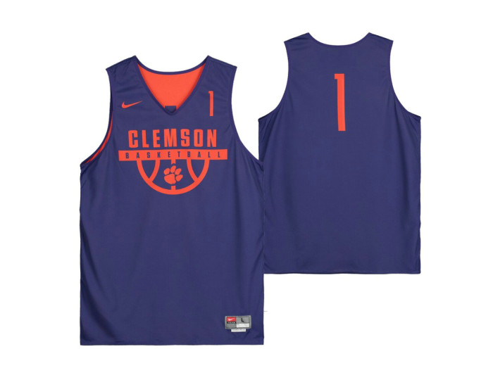 Clemson Tigers Purple Team-Issued #1 Authentic College Basketball Jersey from the Basketball Program