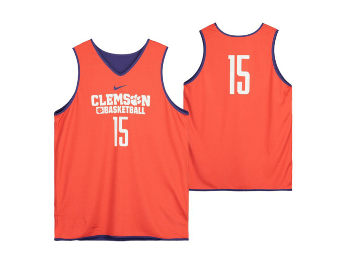 Clemson Tigers Orange Team-Issued #15 Authentic College Basketball Jersey from the Basketball Program