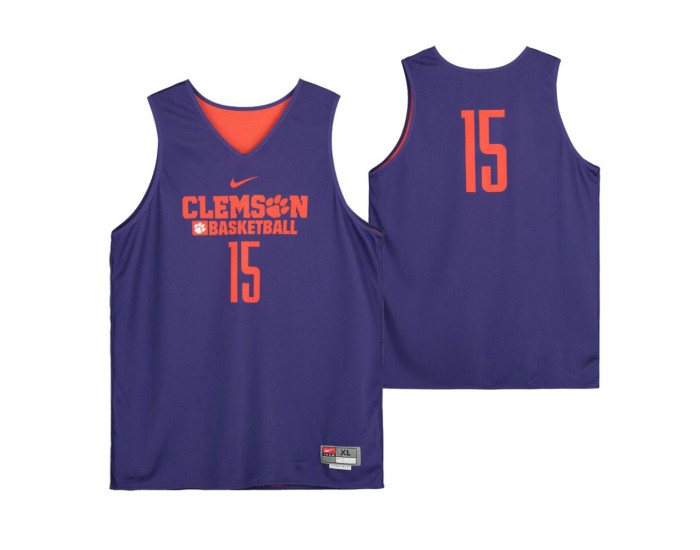 Clemson Tigers Purple Team-Issued #15 Authentic College Basketball Jersey from the Basketball Program
