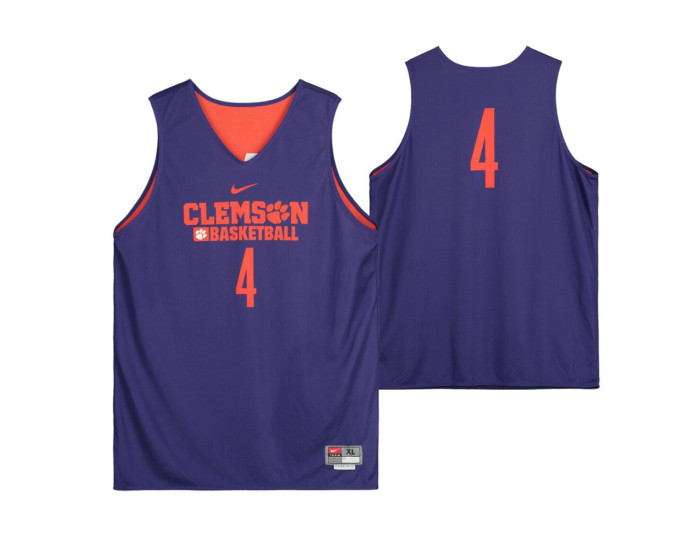 Clemson Tigers Purple Team-Issued #4 Authentic College Basketball Jersey from the Basketball Program