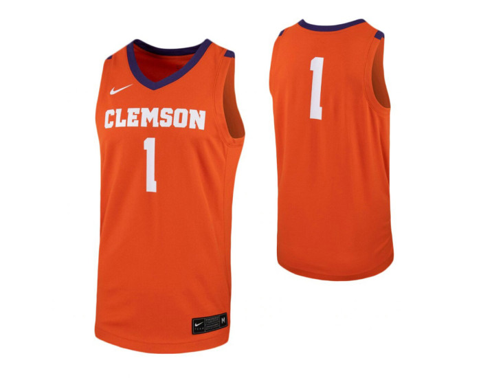 Clemson Tigers #1 Authentic College Basketball Jersey Orange