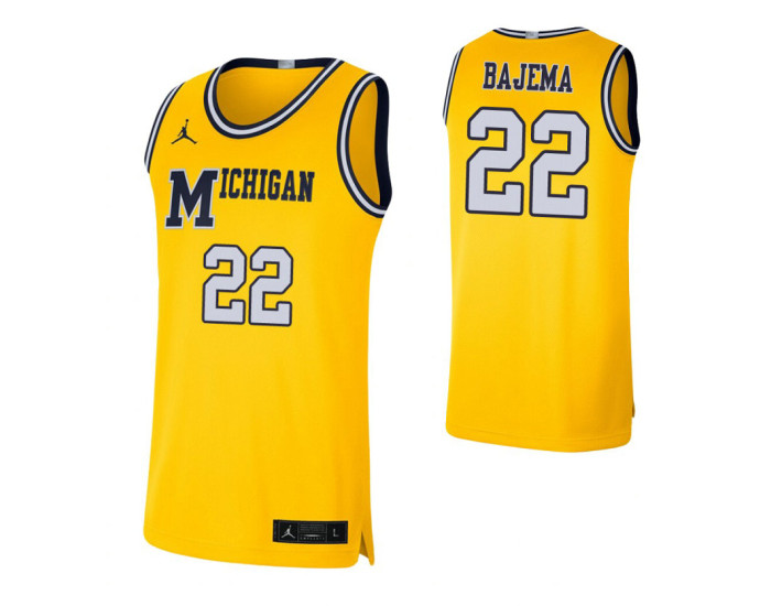 Michigan Wolverines #22 Cole Bajema Maize Replica College Basketball Jersey