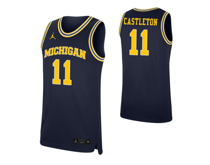 Colin Castleton Authentic College Basketball Jersey Navy Michigan Wolverines