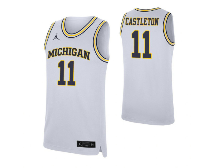 Colin Castleton Replica College Basketball Jersey White Michigan Wolverines