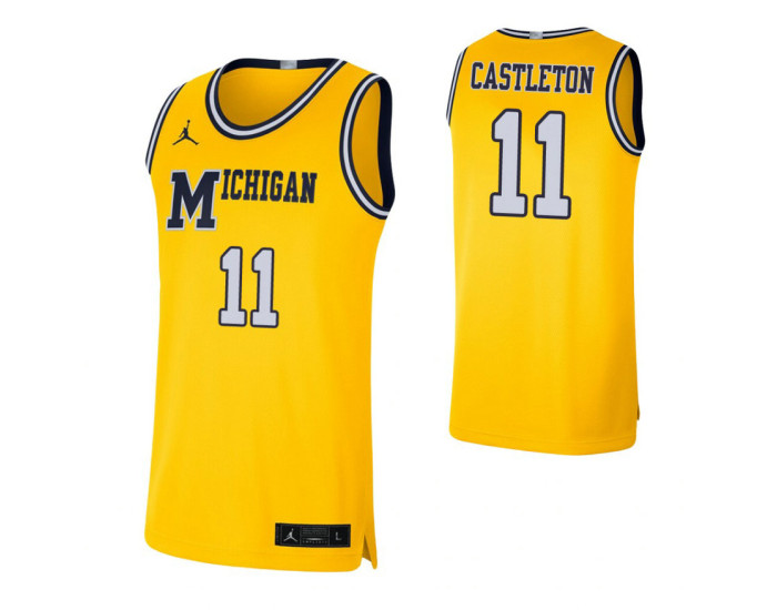 Youth Michigan Wolverines #11 Colin Castleton Maize Replica College Basketball Jersey
