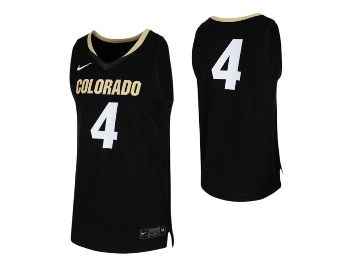 Colorado Buffaloes #4 Authentic College Basketball Jersey Black