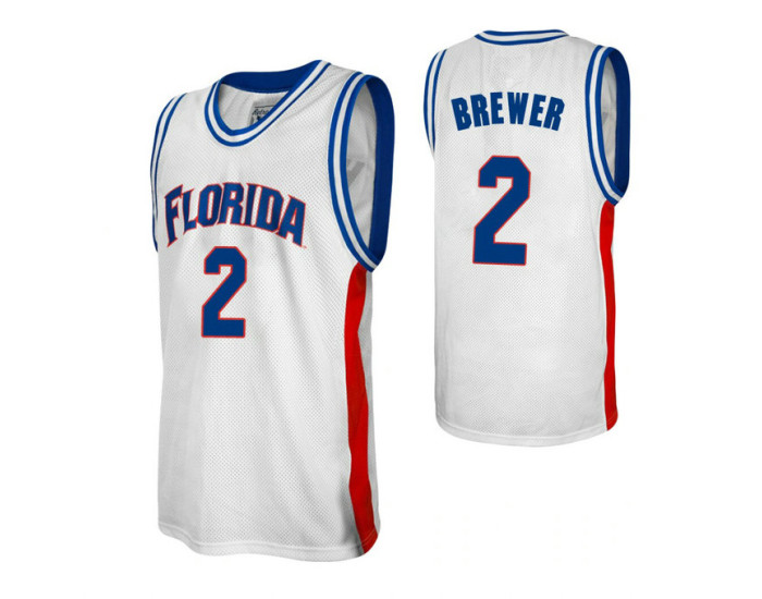 Florida Gators #2 Corey Brewer White Authentic College Basketball Jersey