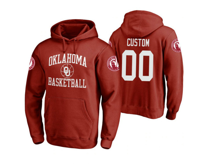 Oklahoma Sooners #00 Custom Men's Crimson College Basketball Hoodie