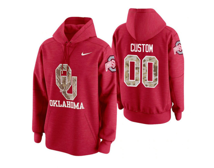Oklahoma Sooners #00 Custom Men's Crimson College Basketball Hoodie