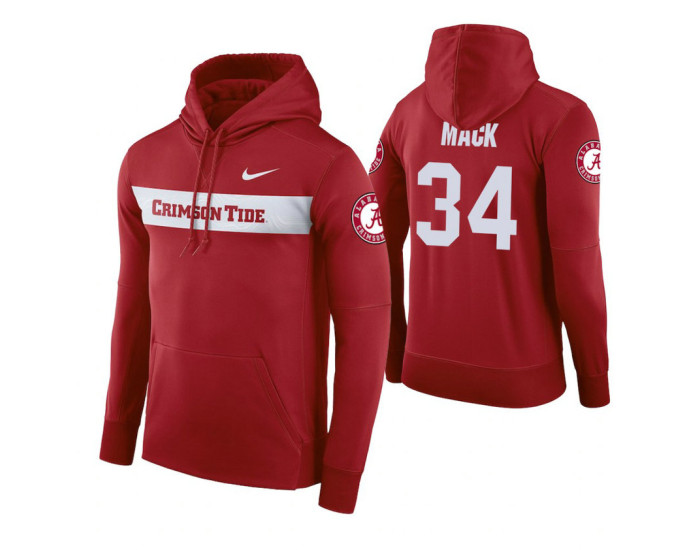 Alabama Crimson Tide #34 Tevin Mack Men's Crimson Pullover Hoodie