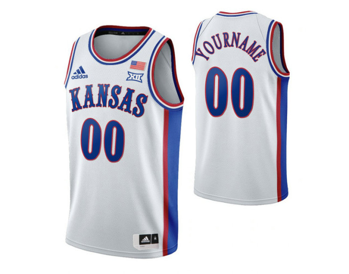 Kansas Jayhawks 00 Custom 1990s Throwback Jersey White