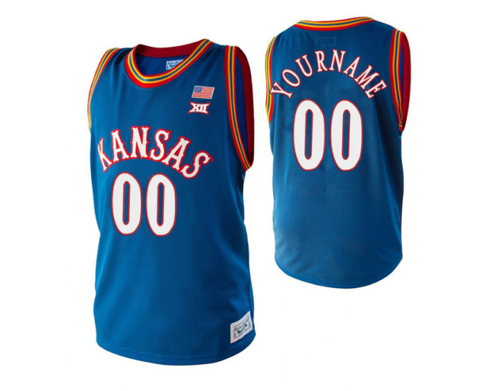Kansas Jayhawks 00 Custom College Basketball Jersey Royal
