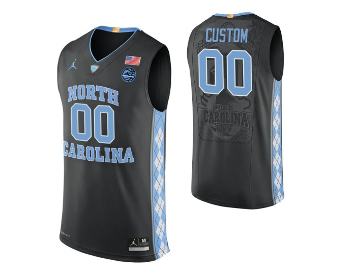 North Carolina Tar Heels Custom College Basketball Authentic Jersey Black