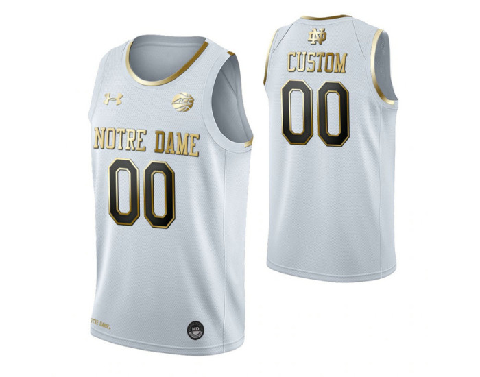 Notre Dame Fighting Irish Custom College Basketball Golden Edition Jersey White