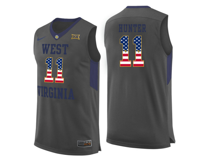 West Virginia Mountaineers #11 D'Angelo Hunter Replica College Basketball Jersey Gray