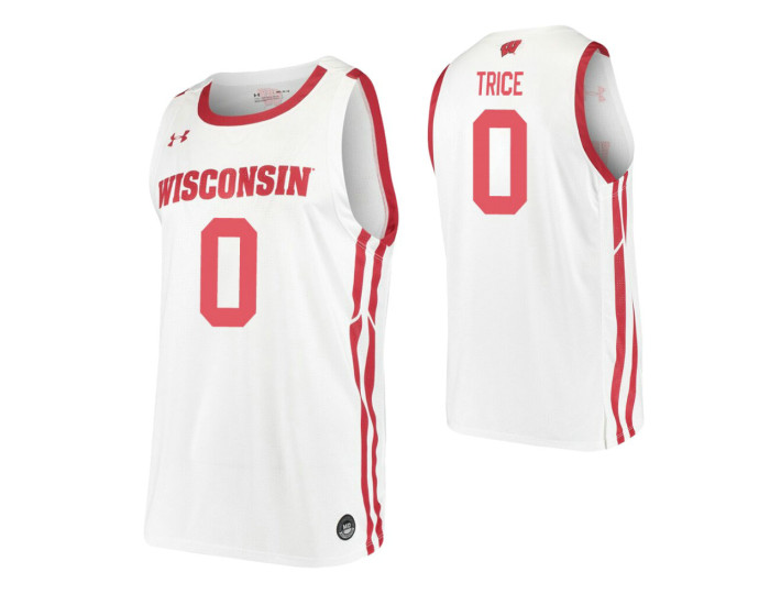 Youth D'Mitrik Trice Replica College Basketball Jersey White Wisconsin Badgers