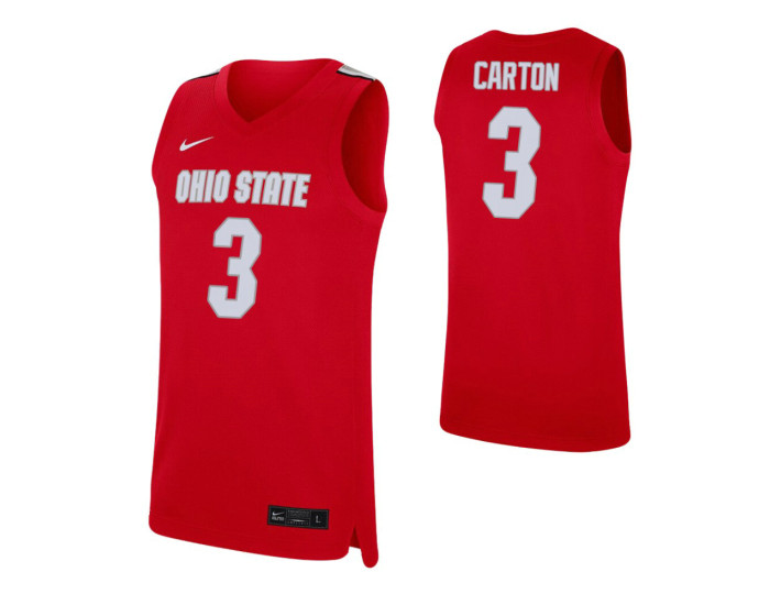 Youth Ohio State Buckeyes #3 D.J. Carton Scarlet Replica College Basketball Jersey
