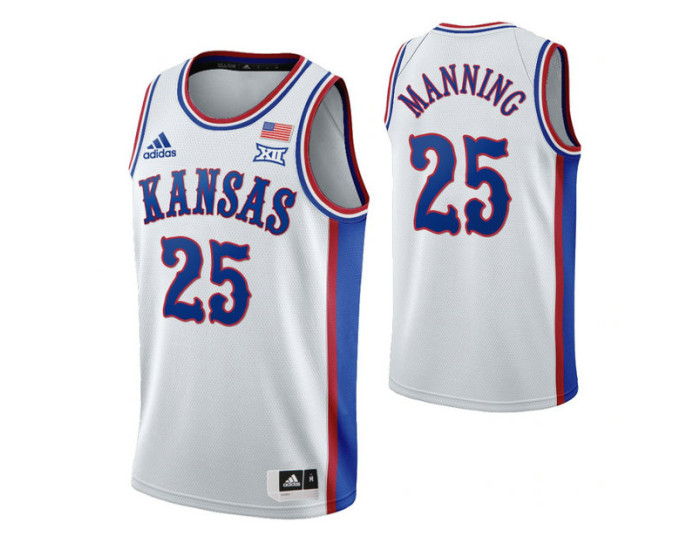 Kansas Jayhawks #25 Danny Manning White Authentic College Basketball Jersey