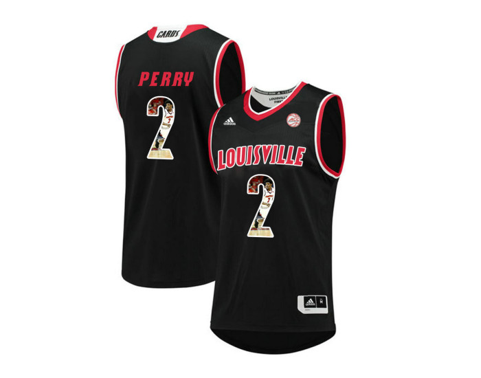 Louisville Cardinals #2 Darius Perry Replica College Basketball Jersey Black