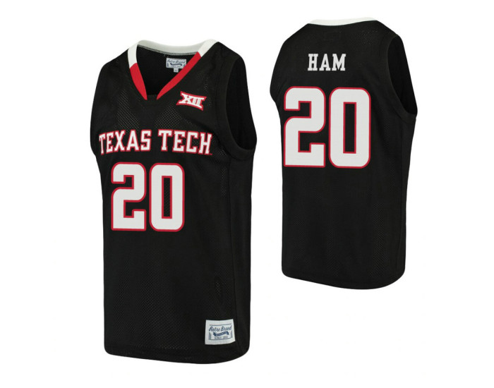 Texas Tech Red Raiders #20 Darvin Ham Black Replica College Basketball Jersey