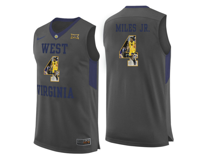 West Virginia Mountaineers #4 Daxter Miles Jr. Replica College Basketball Jersey Gray