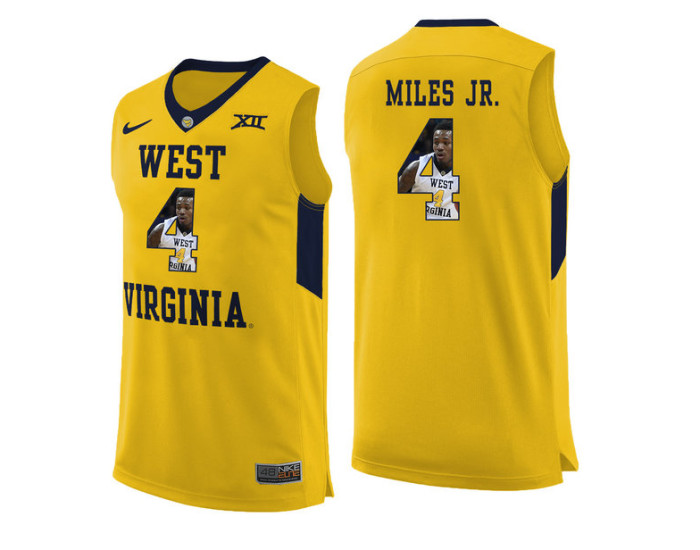 West Virginia Mountaineers #4 Daxter Miles Jr. Replica College Basketball Jersey Yellow
