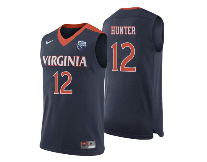 Virginia Cavaliers #12 De'Andre Hunter Navy Replica College Basketball Jersey