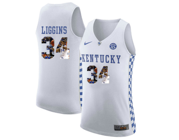 Kentucky Wildcats #34 DeAndre Liggins Replica College Basketball Jersey White
