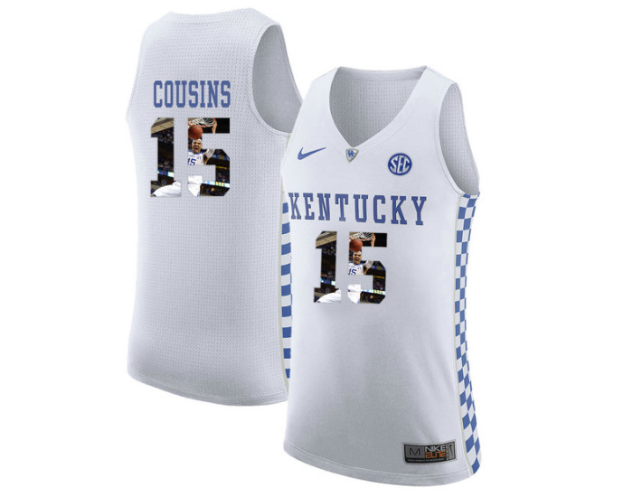 Youth Kentucky Wildcats #15 DeMarcus Cousins Replica College Basketball Jersey White
