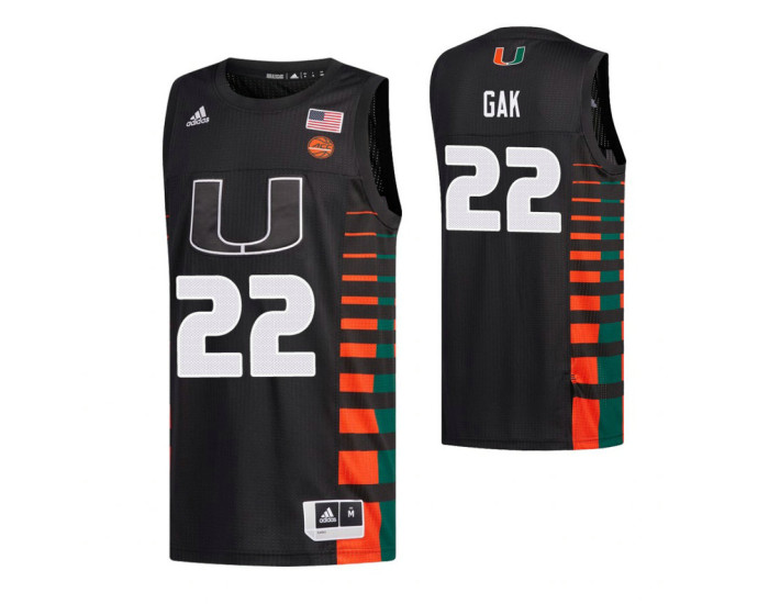 Youth Miami Hurricanes #22 Deng Gak Black Replica College Basketball Jersey