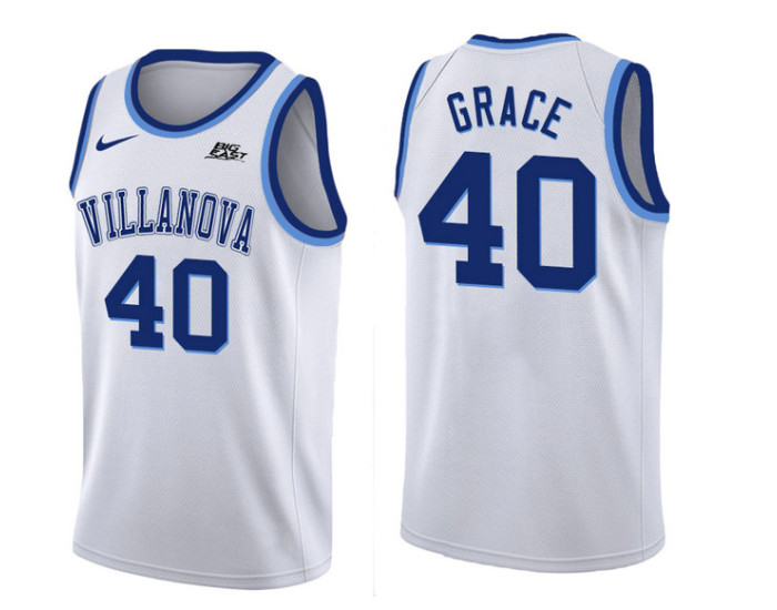 Youth Villanova Wildcats #40 Denny Grace Replica College Basketball Jersey White