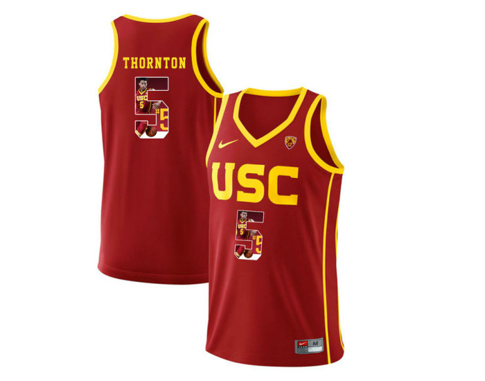 Youth USC Trojans #5 Derryck Thornton Authentic College Basketball Jersey Red