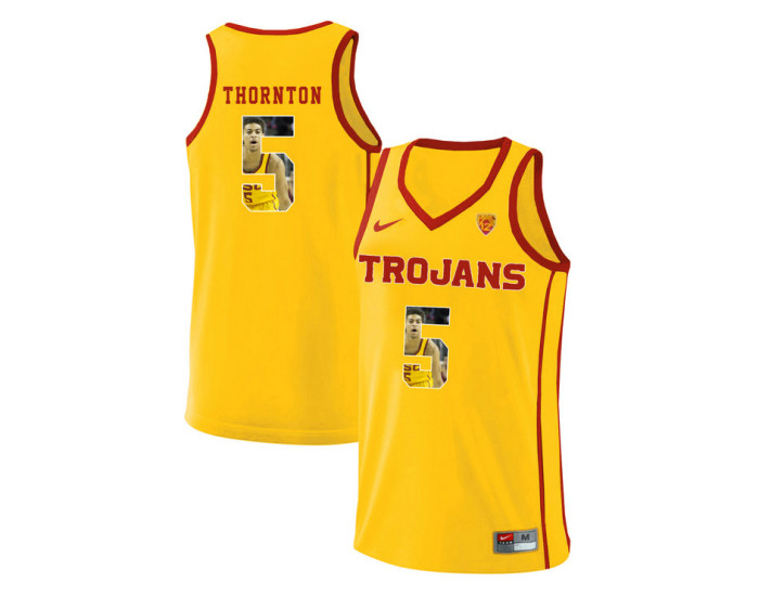 USC Trojans #5 Derryck Thornton Authentic College Basketball Jersey Yellow