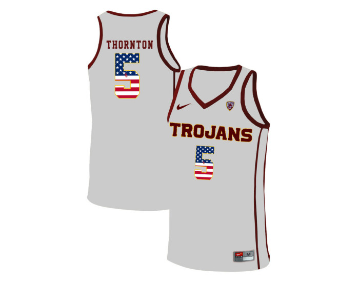 USC Trojans #5 Derryck Thornton Authentic College Basketball Jersey White