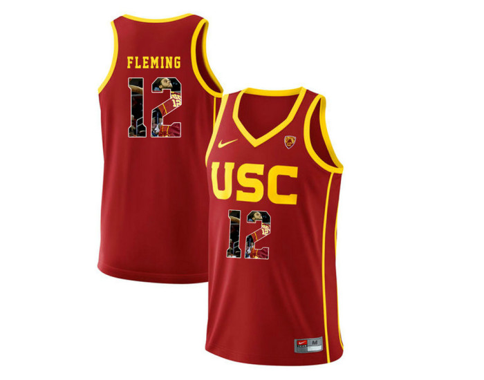 USC Trojans #12 Devin Fleming Replica College Basketball Jersey Red