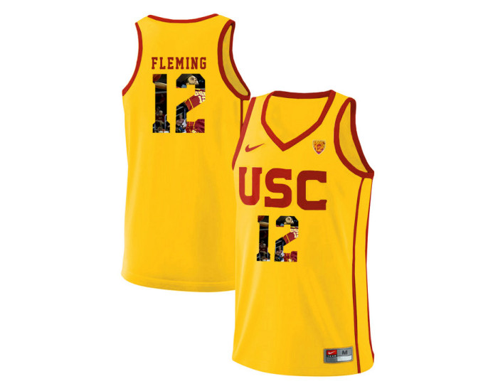 Youth USC Trojans #12 Devin Fleming Authentic College Basketball Jersey Yellow