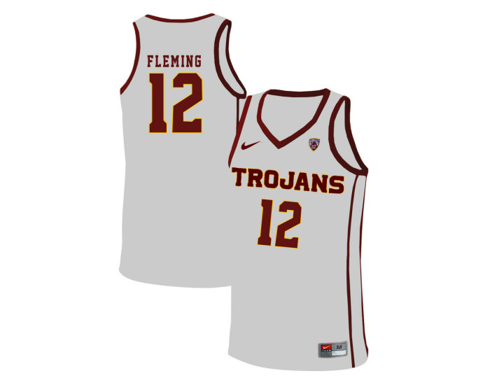 USC Trojans #12 Devin Fleming Authentic College Basketball Jersey White
