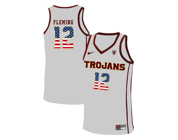 USC Trojans #12 Devin Fleming Replica College Basketball Jersey White