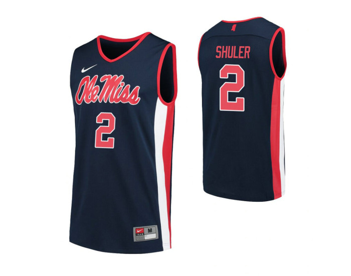 Ole Miss Rebels 2 Devontae Shuler Replica College Basketball Jersey Navy