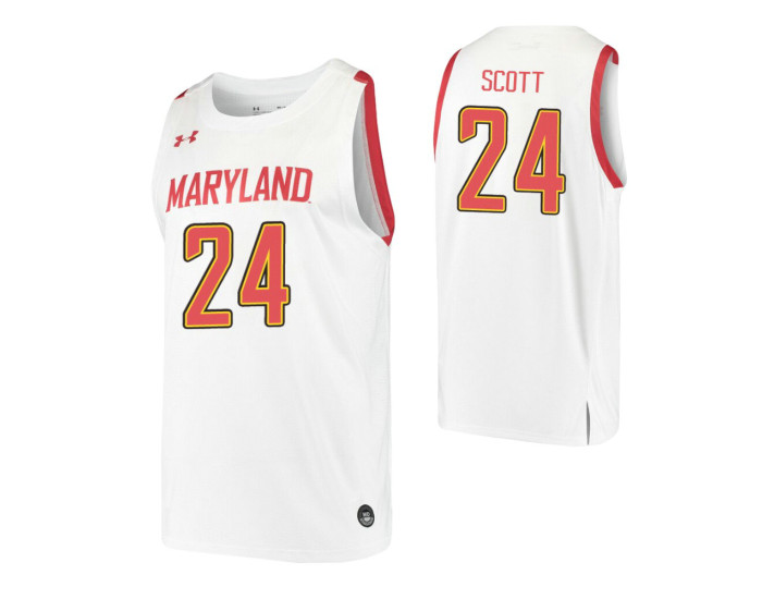 Youth Maryland Terrapins #24 Donta Scott White Replica College Basketball Jersey