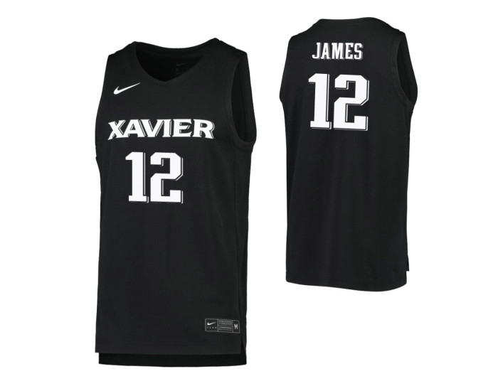 Dontarius James Authentic College Basketball Jersey Black Xavier Musketeers