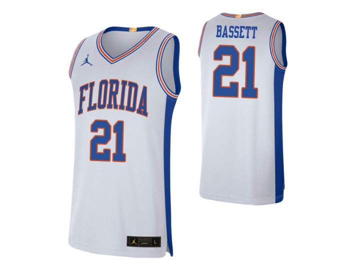 Florida Gators #21 Dontay Bassett White Authentic College Basketball Jersey