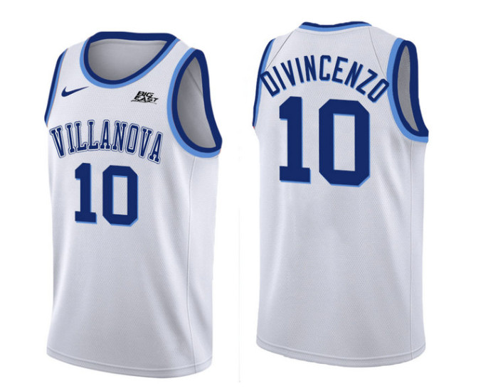 Villanova Wildcats #10 Donte DiVincenzo Replica College Basketball Jersey White