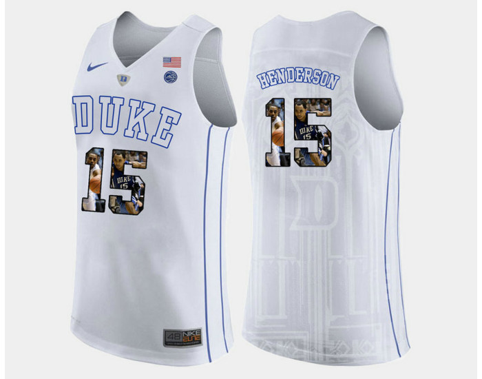 Youth Duke Blue Devils #15 Gerald Henderson White Road Replica College Basketball Jersey