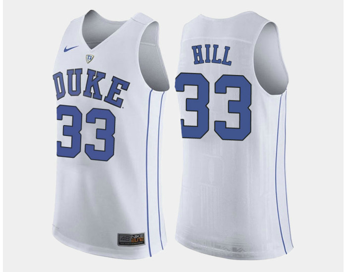 Duke Blue Devils #33 Grant Hill White Road Authentic College Basketball Jersey