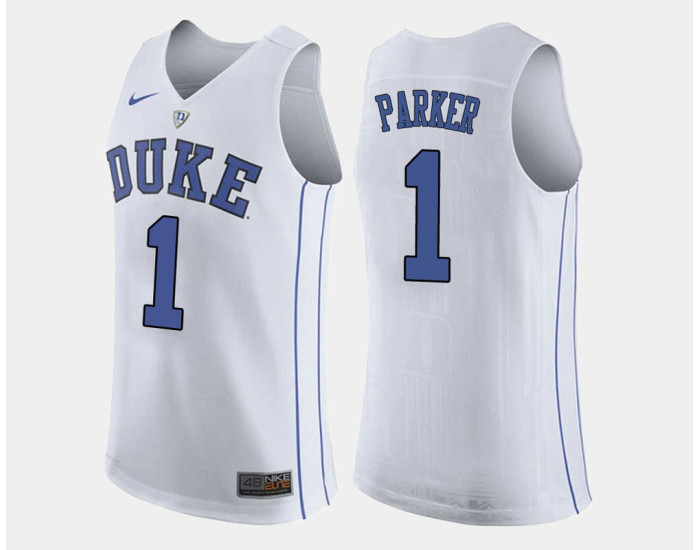 Duke Blue Devils #1 Jabari Parker White Road Authentic College Basketball Jersey