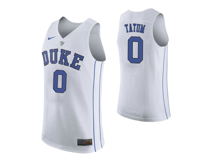 Duke Blue Devils #0 Jayson Tatum Authentic College Basketball Jersey White