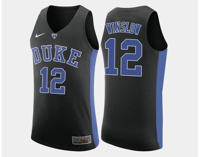 Duke Blue Devils #12 Justise Winslow Black Alternate Authentic College Basketball Jersey