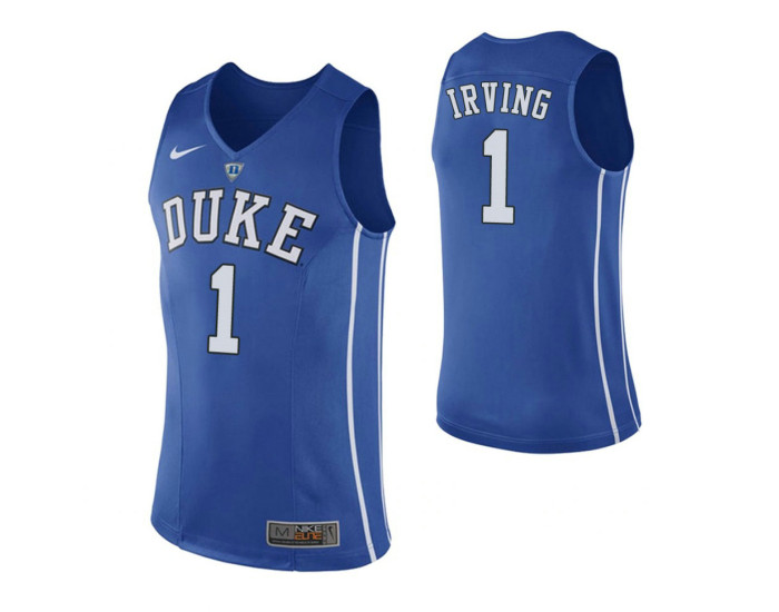 Duke Blue Devils #1 Kyrie Irving Authentic College Basketball Jersey Blue