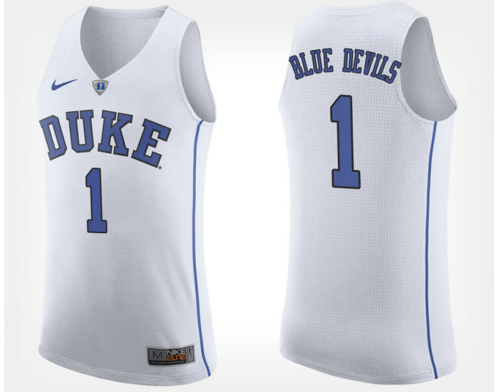 Duke Blue Devils NO. 1 White Road Authentic College Basketball Jersey